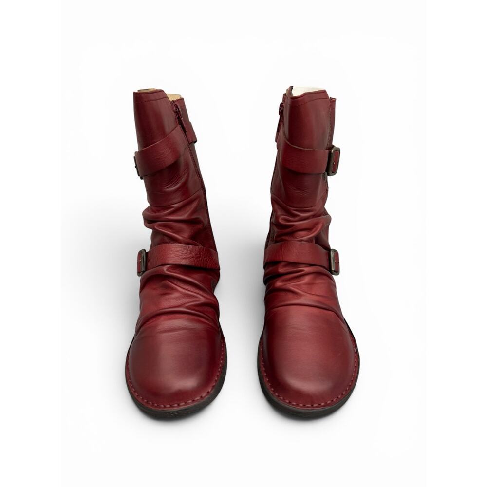 Miz Mooz Pasha Bordeaux Leather Buckled Mid Boots Women’s 8.5 NIB - Picture 3 of 7